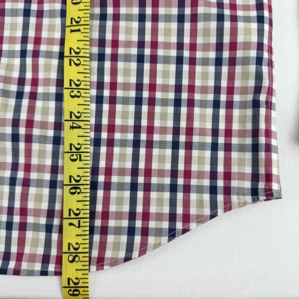 Banana Republic Untucked Fit Non-Iron, Slim Fit M Red/White/Blue Button-up Shirt